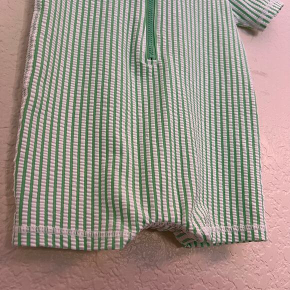 Rugged Butts Green & White Seersucker Striped Romper 3–6M Short Sleeve One-Piece - Picture 6 of 11